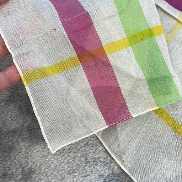 Burberry Lightweight Plaid Check Neck Scarf Sheer Chiffon Spring Summer - Picture 4 of 8